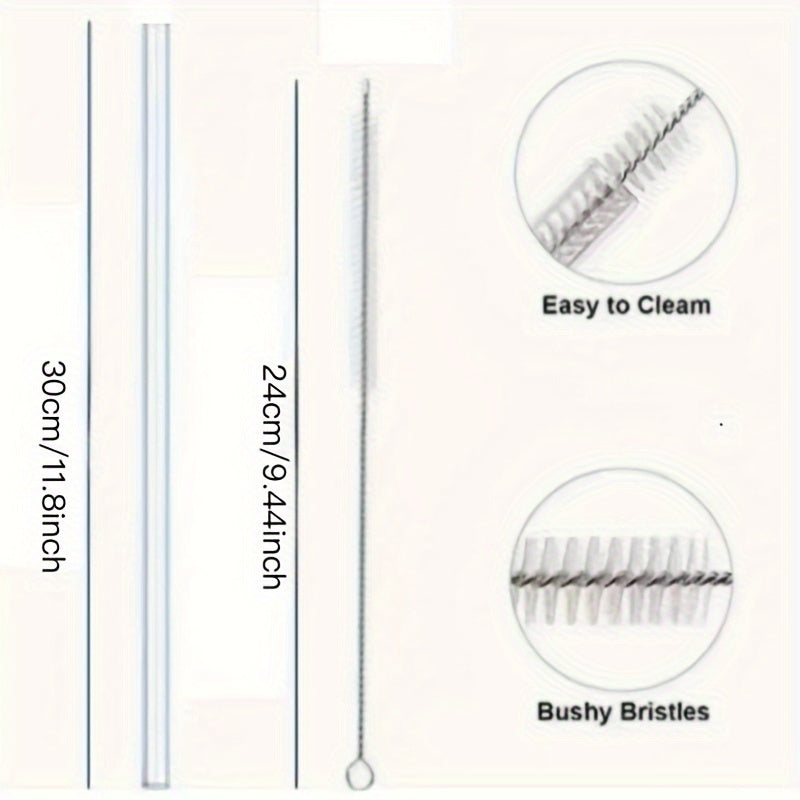 3 Reusable Transparent Straws with Cleaning Brushes – Perfect Fit for 20oz, 30oz & 40oz Tumblers