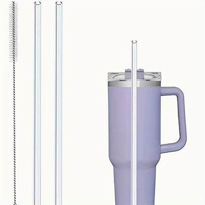 3 Reusable Transparent Straws with Cleaning Brushes – Perfect Fit for 20oz, 30oz & 40oz Tumblers