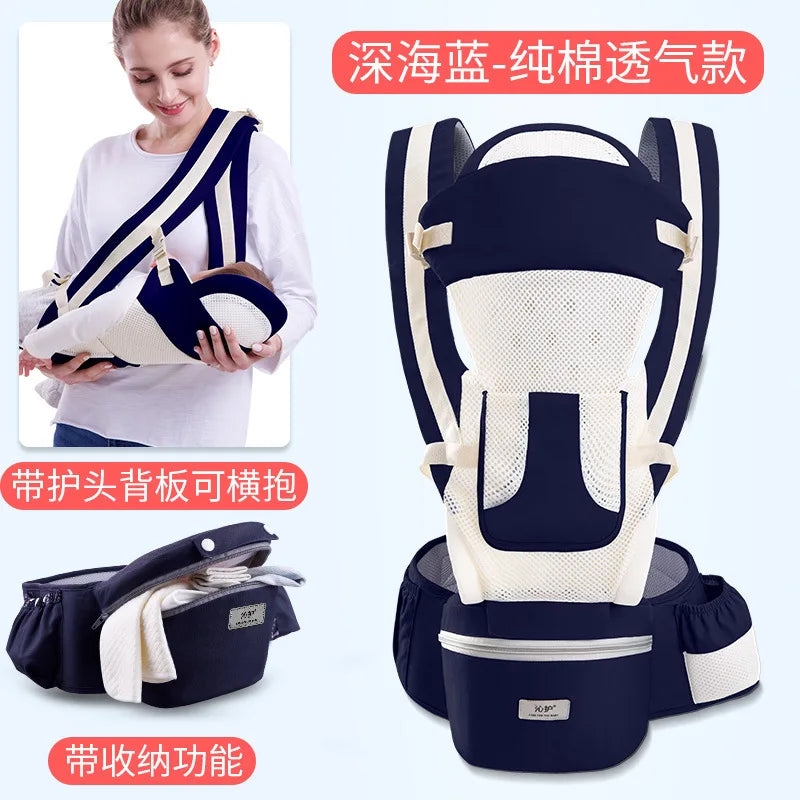 15 in 1 Ergonomic Hip Seat Carrier Cotton Baby Carrier with Hood Front & Back Popular Backpack Outdoor Use Wholesale Cotton