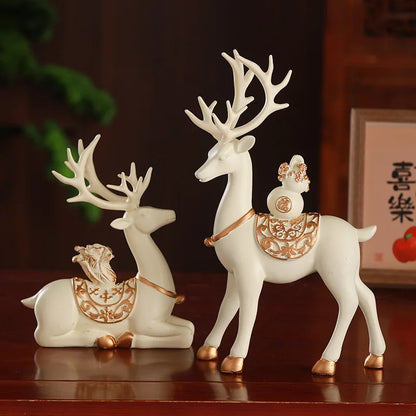 Luxury Golden Deer Figurine Set – Elegant Home &amp; Holiday Decor