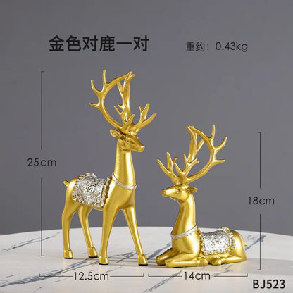 Majestic Emerald Deer Set – Luxury Home & Office Decor