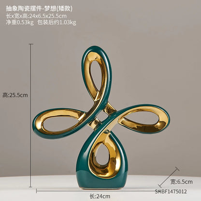 Luxury Gold & Jade-Inspired Decorative Sculptures – Elegant Home & Office Accents