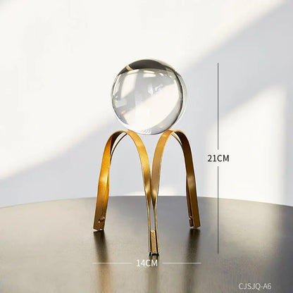 Modern Gold & Crystal Sphere Sculptures – Elegant Home & Office Decor