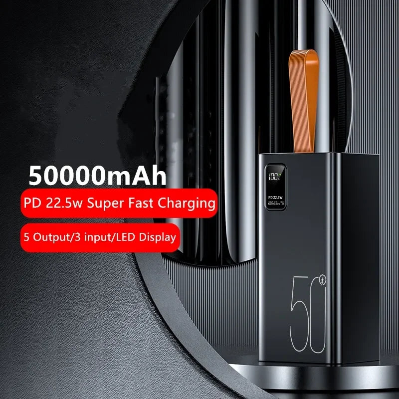 50000mah Power Bank Digital Display 22.5w PD20W USB-C Output Super Fast Charging Powerbank