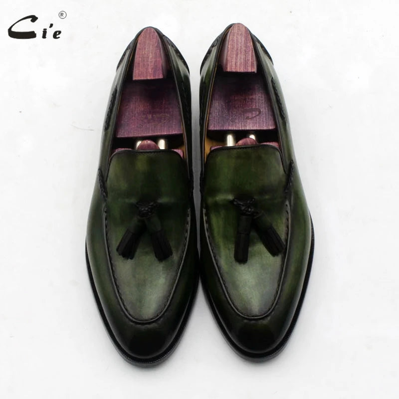 Men’s Handmade Green 100% Genuine Italian Leather Tassel Loafers – Elegant &amp; Timeless