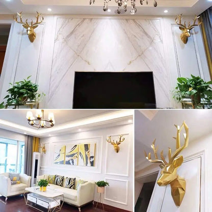 Modern Geometric Deer Head Wall Art – Stylish 3D Sculpture for Home & Office Décor