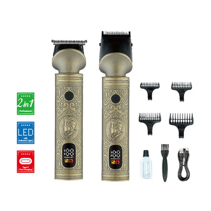 Professional Hair Trimmer – T-Blade, Cordless, LED Display