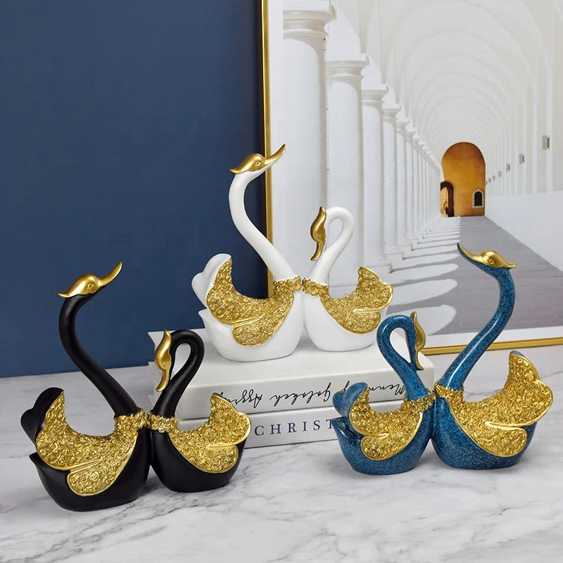 Elegant Swan Resin Sculpture – A Symbol of Love &amp; Timeless Beauty