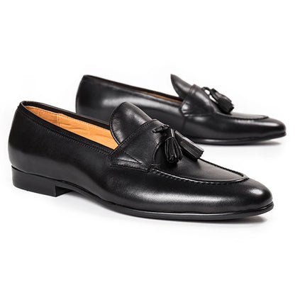 Men’s Luxury Brown Leather Tassel Loafers – Handcrafted Elegance