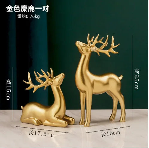 Majestic Emerald Deer Set – Luxury Home & Office Decor