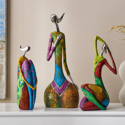 Abstract Colorful Yoga Sculptures – Modern Art Figurines for Home & Office Decor