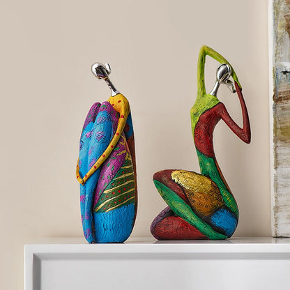 Abstract Colorful Yoga Sculptures – Modern Art Figurines for Home & Office Decor