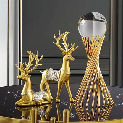 Majestic Emerald Deer Set – Luxury Home & Office Decor