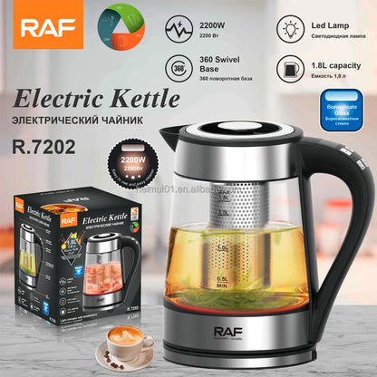 RAF Premium Glass Electric Kettle – Fast Boiling &amp; Stylish Design!