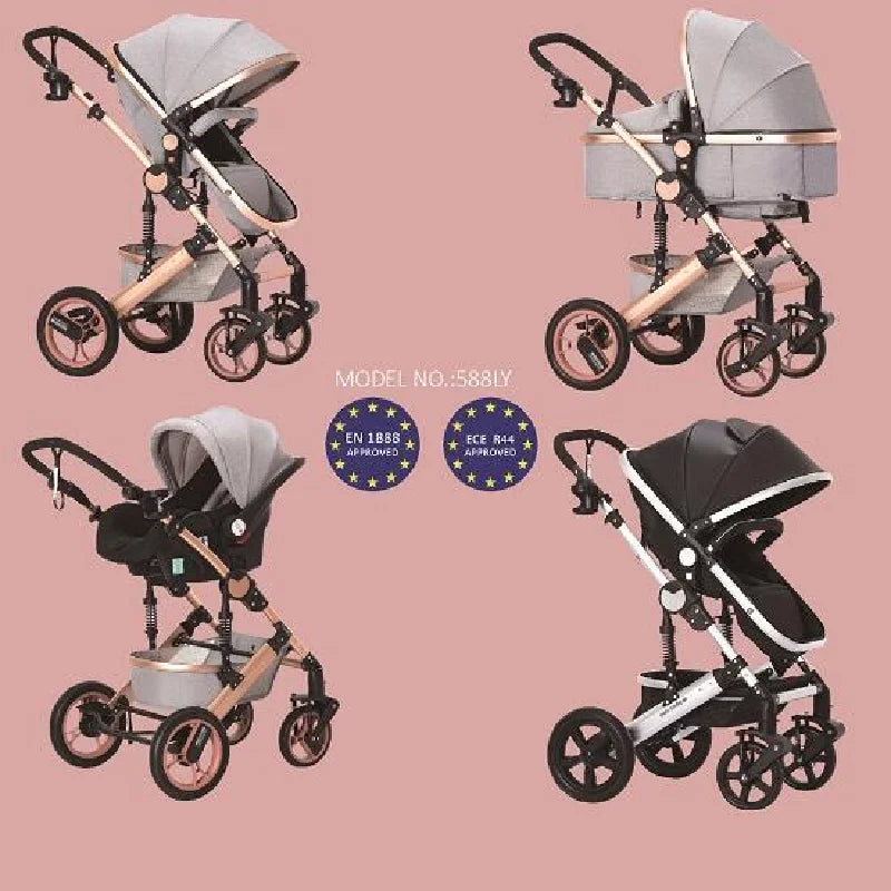 Luxury 3-in-1 Baby Stroller with Car Seat & Bassinet – All-Terrain Travel System