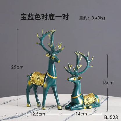 Majestic Emerald Deer Set – Luxury Home & Office Decor