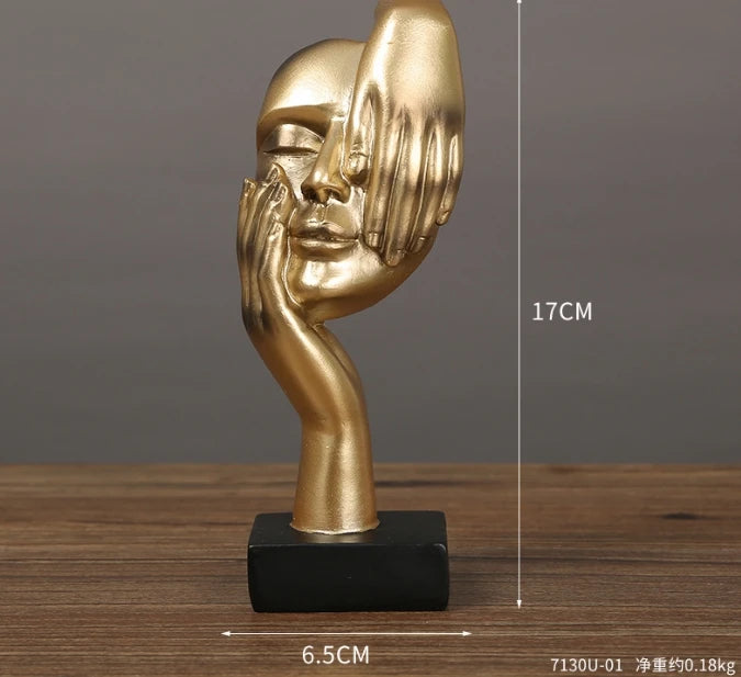 Resin Abstract Face Mask Sculpture – Modern Home & Office Table Décor