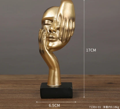 Resin Abstract Face Mask Sculpture – Modern Home & Office Table Décor