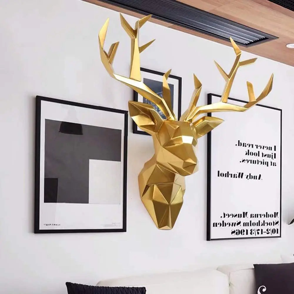 Modern Geometric Deer Head Wall Art – Stylish 3D Sculpture for Home & Office Décor