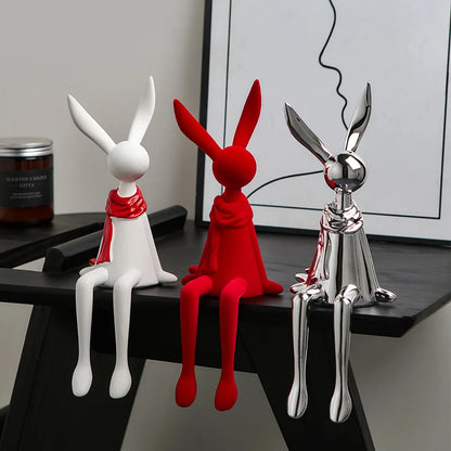 Modern Nordic Sitting Bunny Couple – Minimalist Home & Office Decor