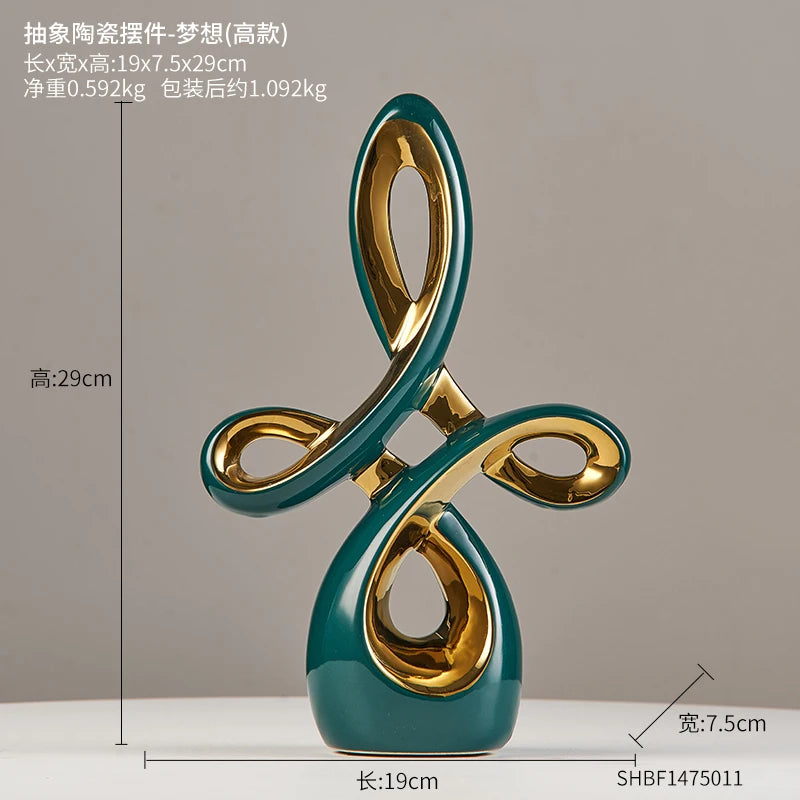 Luxury Gold & Jade-Inspired Decorative Sculptures – Elegant Home & Office Accents