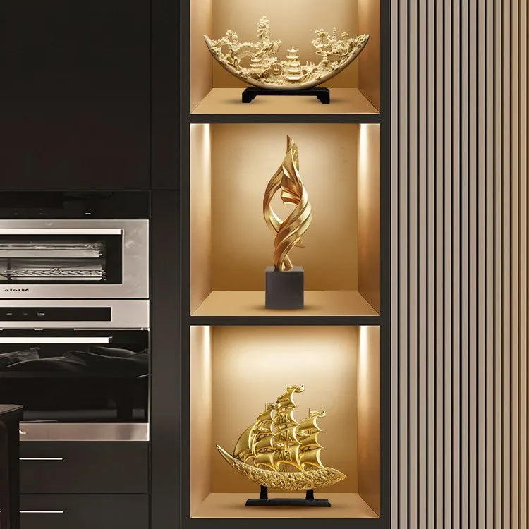 Golden Infinity Sculpture – Modern Luxury Art Decor