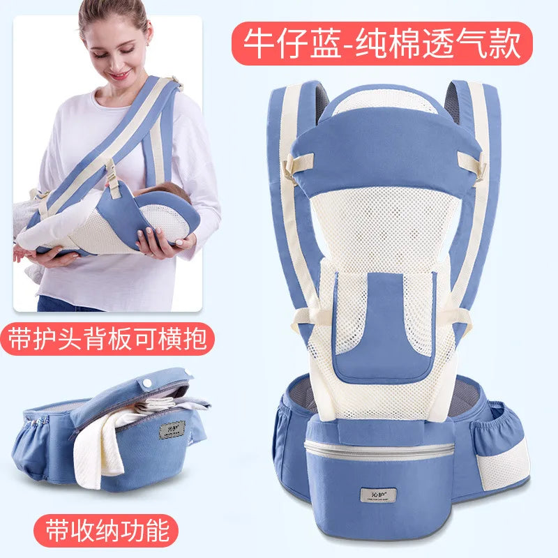 15 in 1 Ergonomic Hip Seat Carrier Cotton Baby Carrier with Hood Front & Back Popular Backpack Outdoor Use Wholesale Cotton