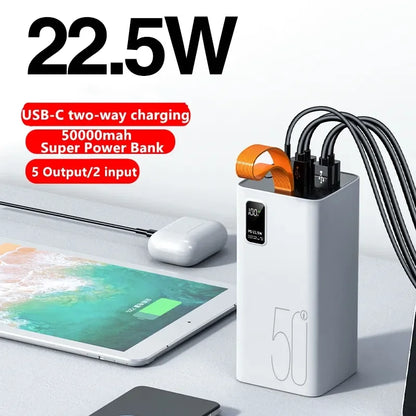 50000mah Power Bank Digital Display 22.5w PD20W USB-C Output Super Fast Charging Powerbank