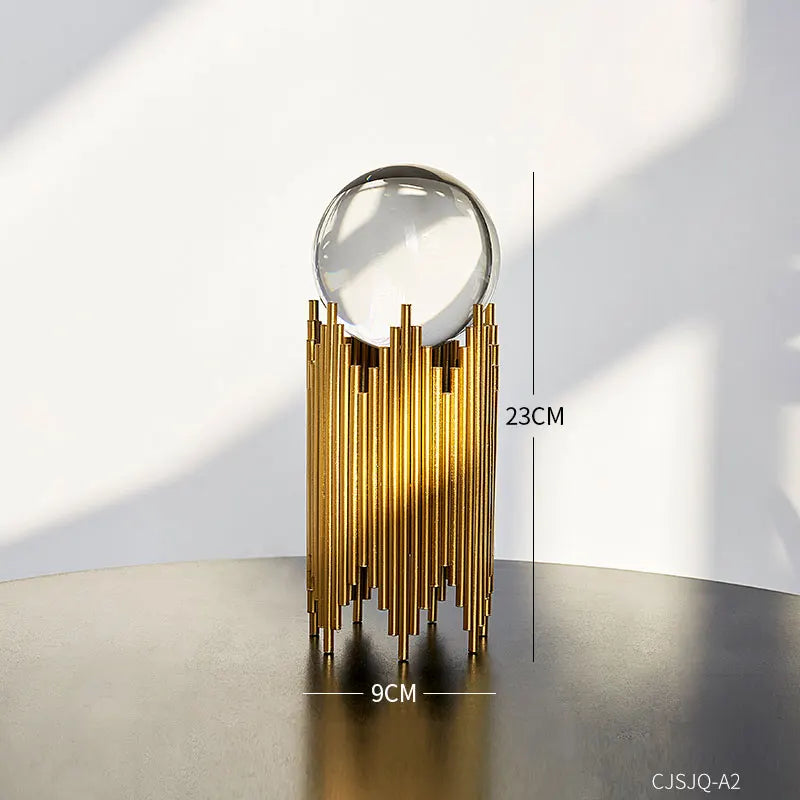 Modern Gold & Crystal Sphere Sculptures – Elegant Home & Office Decor