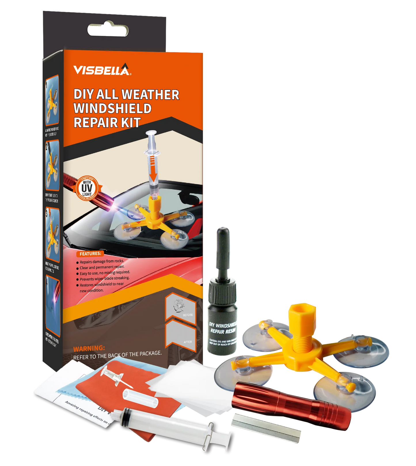 Visbella Windshield Repair Kit – DIY Glass Crack & Chip Fixer