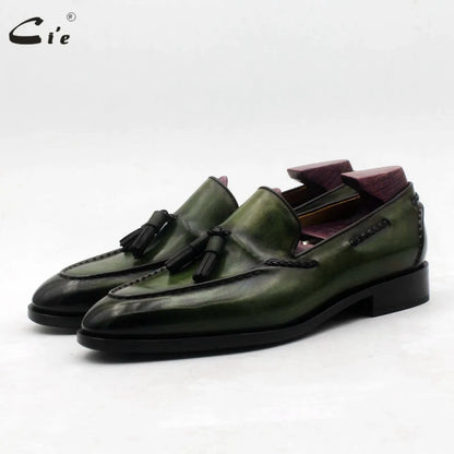 Men’s Handmade Green 100% Genuine Italian Leather Tassel Loafers – Elegant &amp; Timeless