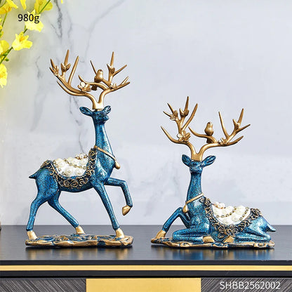 Luxury Golden Deer & Fortune Blessing Plate – Elegant Home & Office Decor