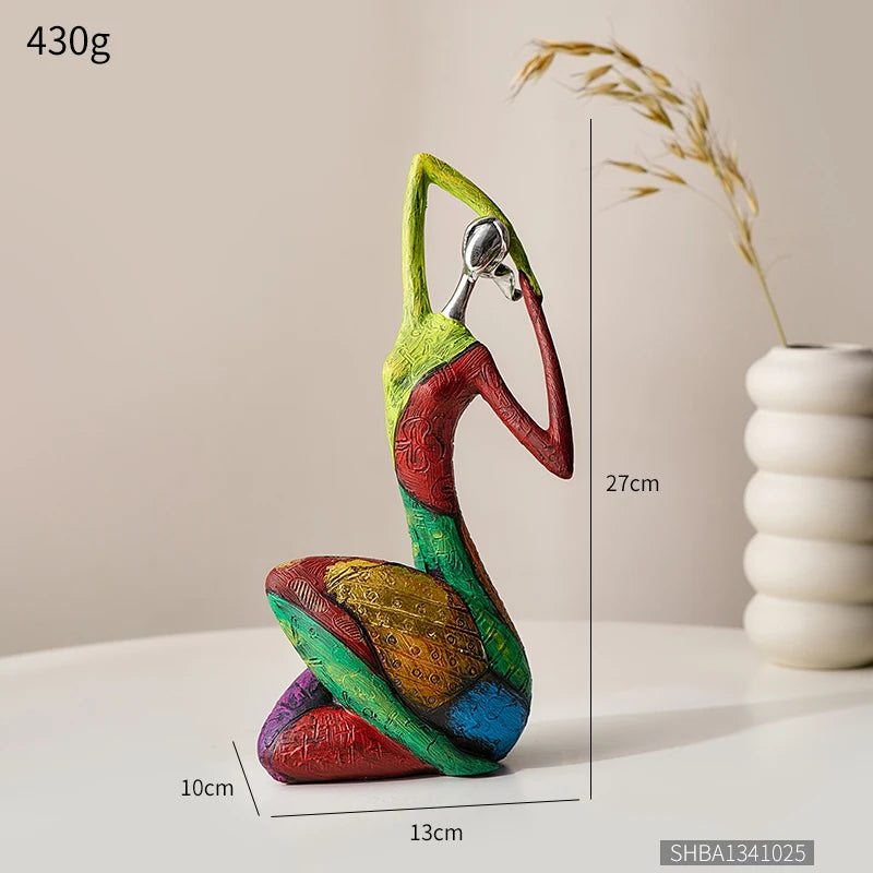 Abstract Colorful Yoga Sculptures – Modern Art Figurines for Home & Office Decor