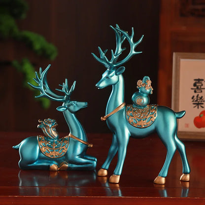 Luxury Golden Deer Figurine Set – Elegant Home &amp; Holiday Decor