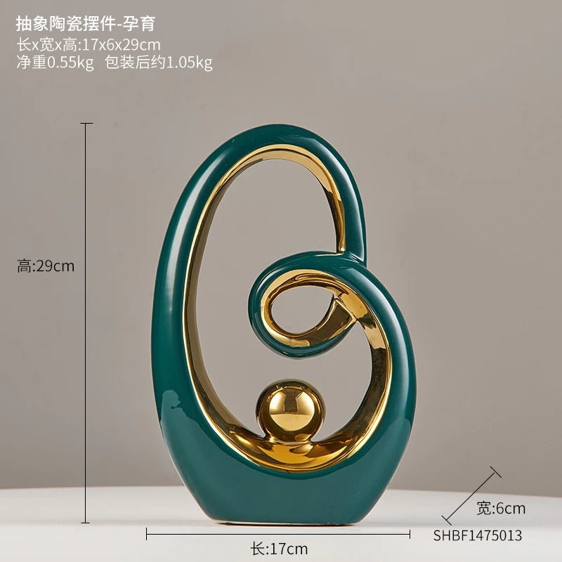 Luxury Gold & Jade-Inspired Decorative Sculptures – Elegant Home & Office Accents