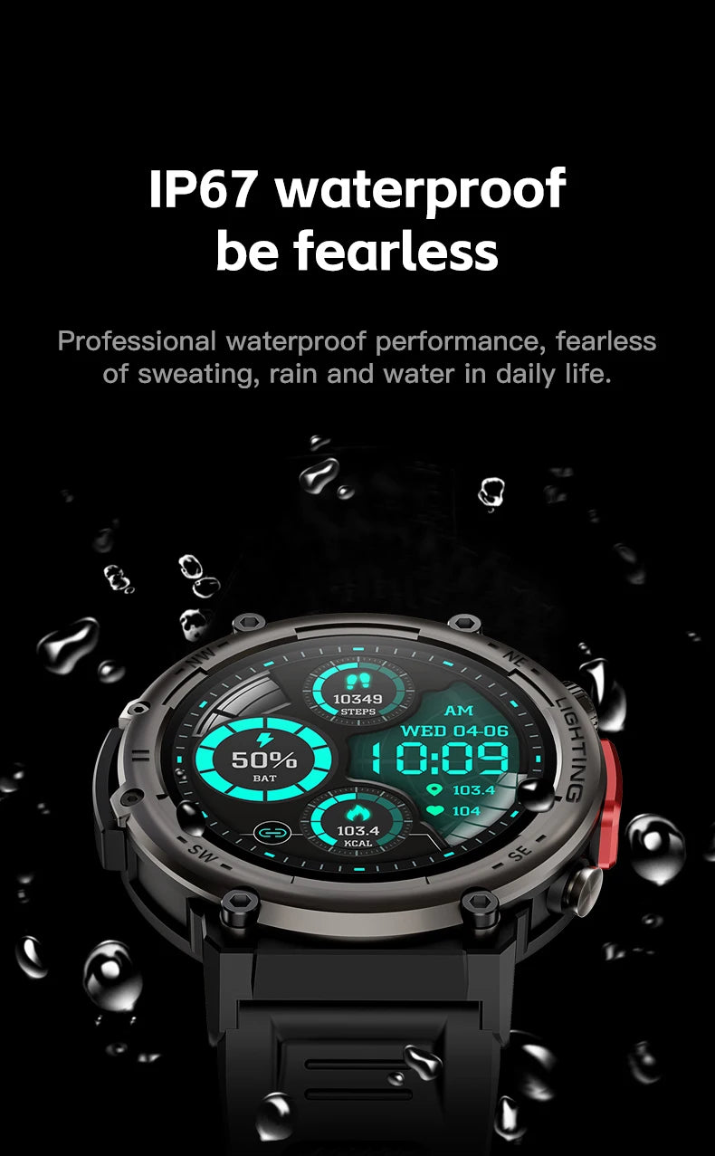 New Arrival Smartwatch – Heart Rate Monitor, FitCloudPro, IP67 Waterproof, Flashlight, Outdoor Smartwatch