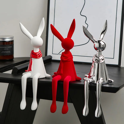 Modern Nordic Sitting Bunny Couple – Minimalist Home & Office Decor