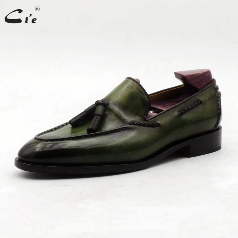 Men’s Handmade Green 100% Genuine Italian Leather Tassel Loafers – Elegant &amp; Timeless