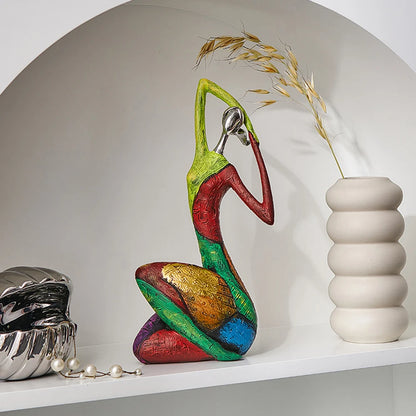 Abstract Colorful Yoga Sculptures – Modern Art Figurines for Home & Office Decor