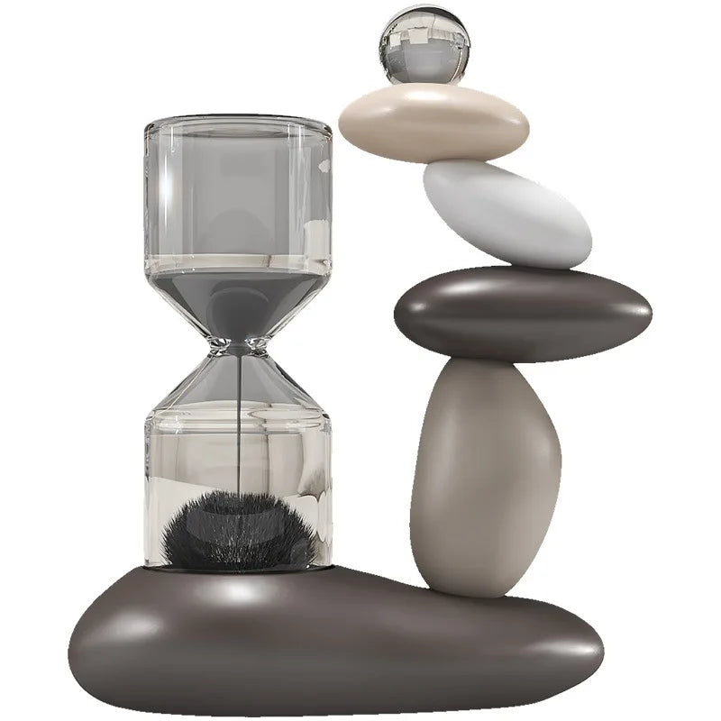 Zen Balance Stone Hourglass – Modern Sand Timer & Decorative Sculpture