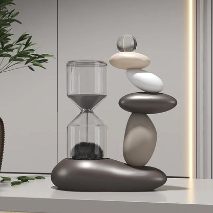 Zen Balance Stone Hourglass – Modern Sand Timer & Decorative Sculpture