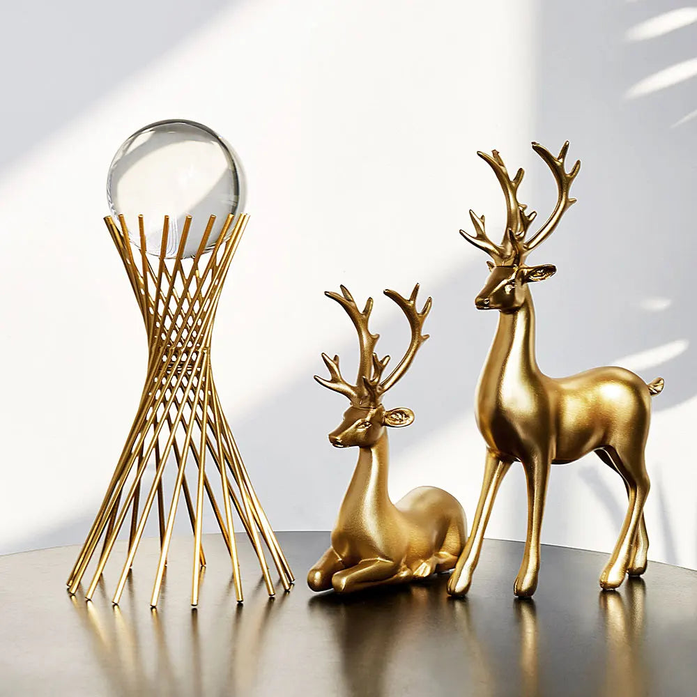 Modern Gold & Crystal Sphere Sculptures – Elegant Home & Office Decor