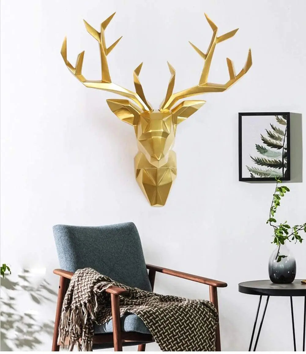 Modern Geometric Deer Head Wall Art – Stylish 3D Sculpture for Home & Office Décor