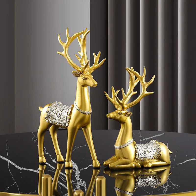 Majestic Emerald Deer Set – Luxury Home & Office Decor