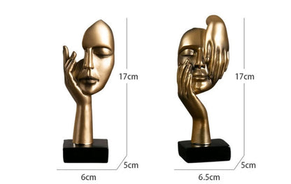 Resin Abstract Face Mask Sculpture – Modern Home & Office Table Décor