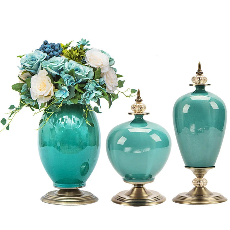 Elegant Blue Ceramic Vase Set – Luxury Home Décor Accent