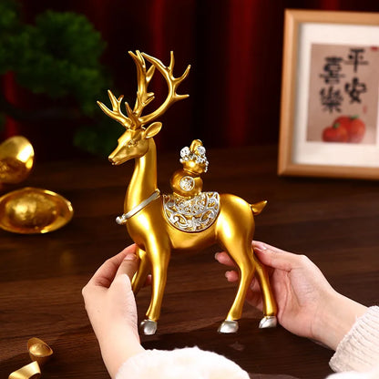 Luxury Golden Deer Figurine Set – Elegant Home &amp; Holiday Decor