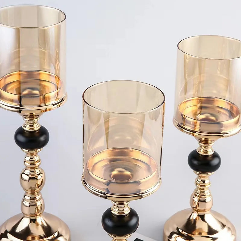 Elegant Metal & Glass Candle Holder – Modern Decorative Table Centerpiece