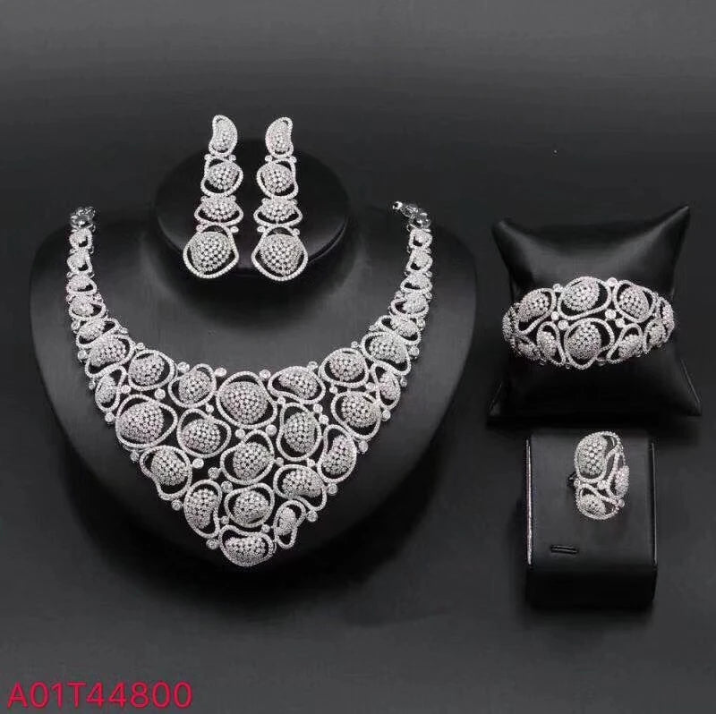 African Wedding Necklace Set – 18K Gold-Plated Luxury Bridal Jewelry for Women