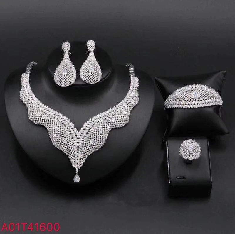 African Wedding Necklace Set – 18K Gold-Plated Luxury Bridal Jewelry for Women